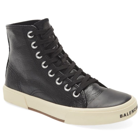 Balenciaga Shoes - BALENCIAGA Paris Leather High Top Sneakers